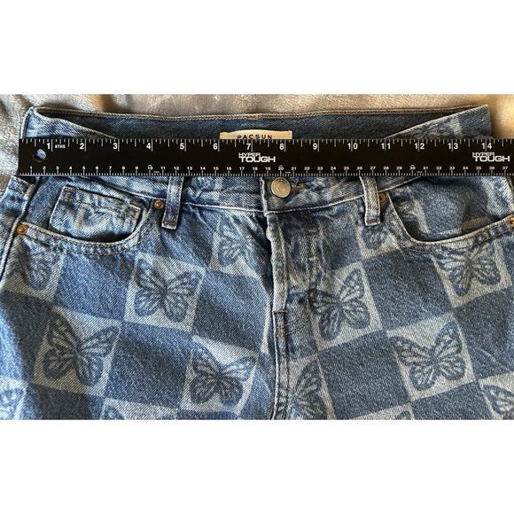Pacsun Size 25 Low Rise Butterfly Checkered Jeans. Button-Straight Leg Open - Picture 11 of 12